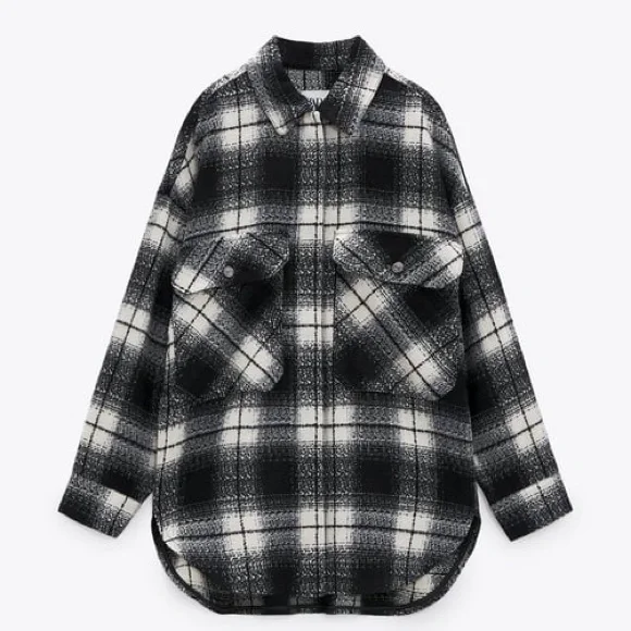 Overshirt Zara Black And White Check Jacket Zara Jackets Coats